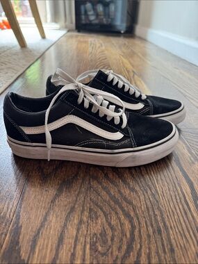 Vans Black and White Old Skool Low-Top Sneakers